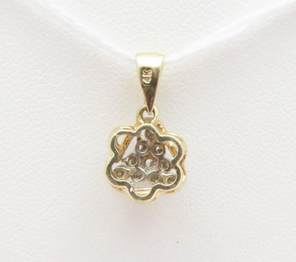 14k Yellow Gold Diamond Cluster Pendant