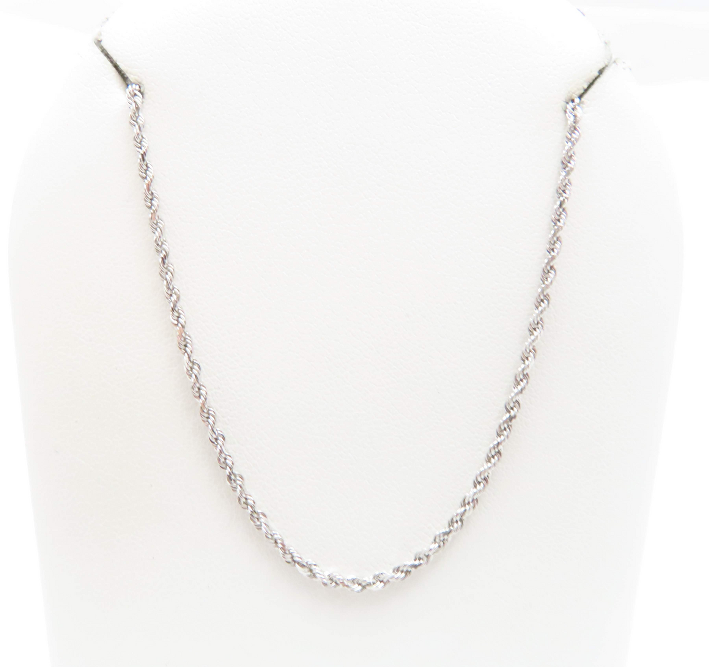 14k White Gold 1.8mm Rope Chain 18"