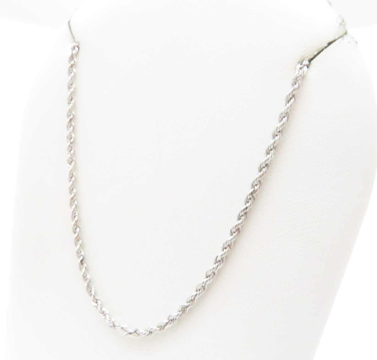 14k White Gold 1.8mm Rope Chain 18"