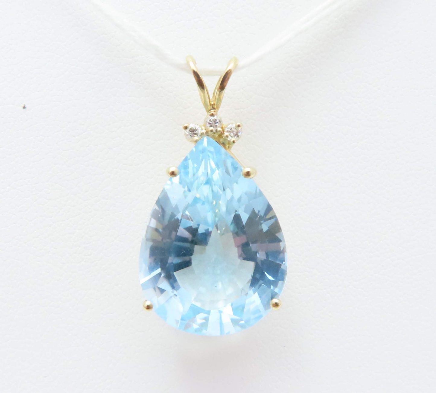 14k Yellow Gold Blue Topaz & Diamond Accent Pendant