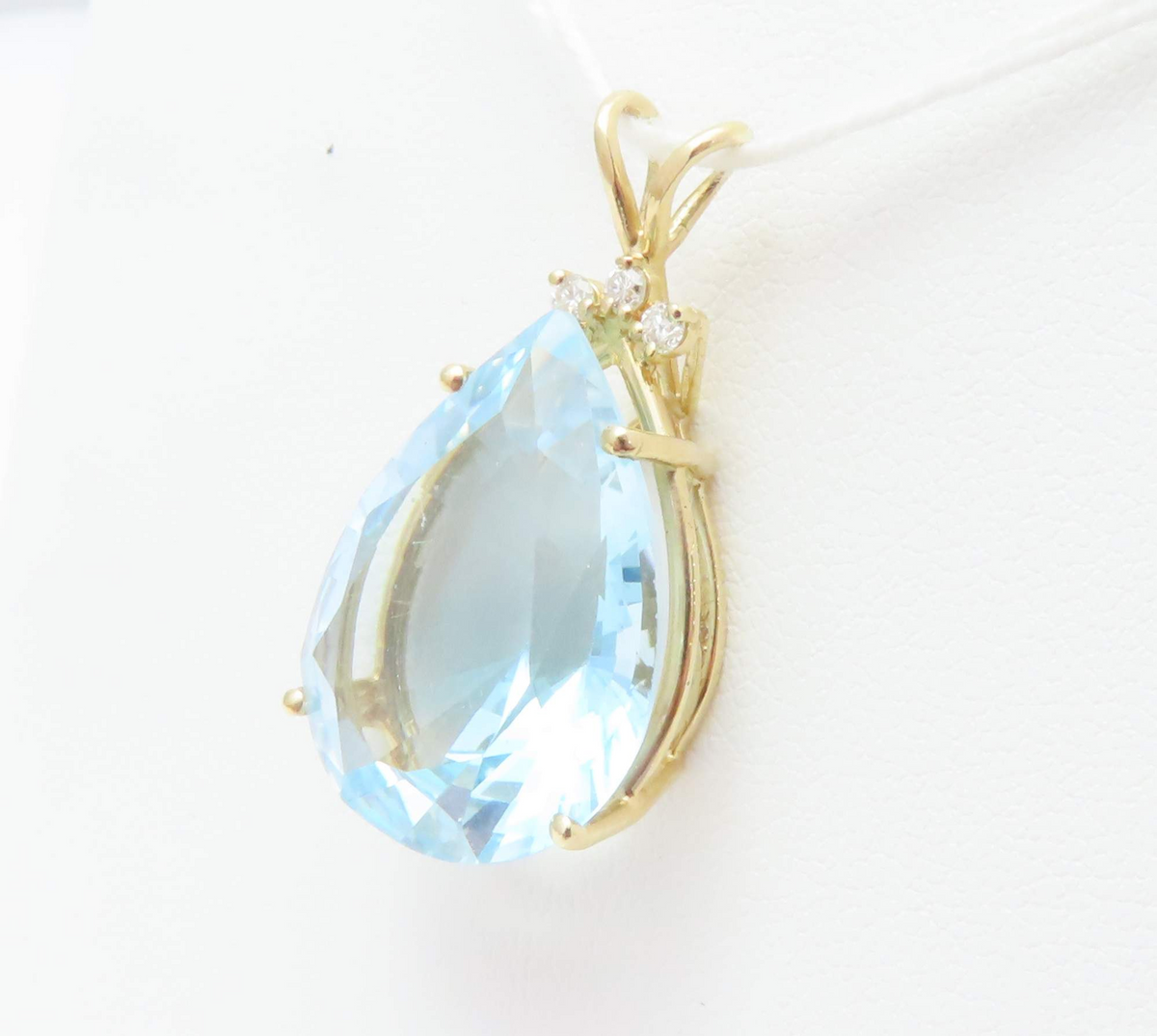 14k Yellow Gold Blue Topaz & Diamond Accent Pendant