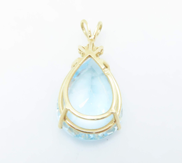 14k Yellow Gold Blue Topaz & Diamond Accent Pendant