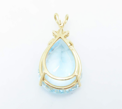 14k Yellow Gold Blue Topaz & Diamond Accent Pendant