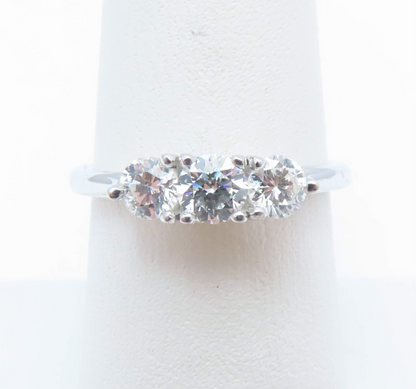14k White Gold ~3/4ctw Diamond Three Stone Ring Size 6.75