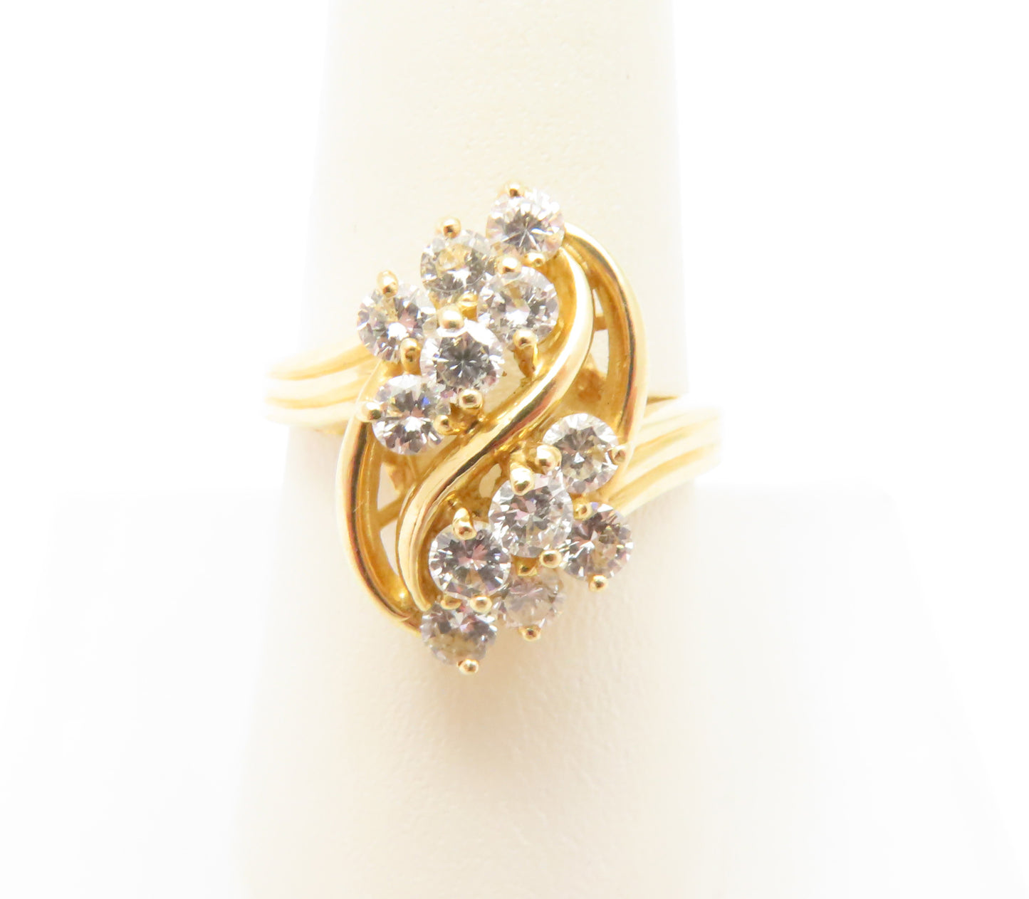 14K Yellow Gold ~3/4CTW Diamond Bypass Cluster Ring Size 8.5