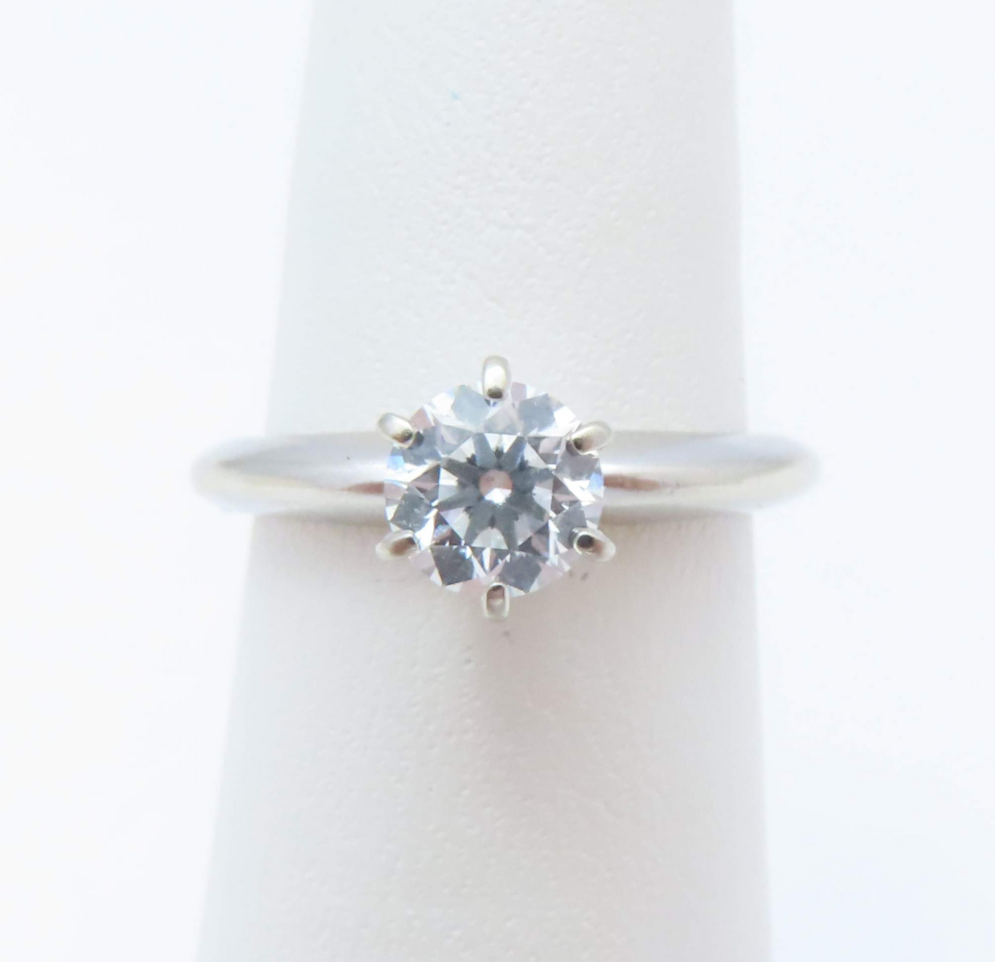 14k White Gold ~1/2c Round Diamond Solitaire Ring Size 4.75