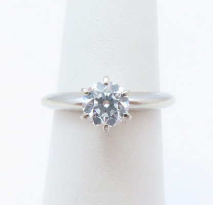 14k White Gold ~1/2c Round Diamond Solitaire Ring Size 4.75