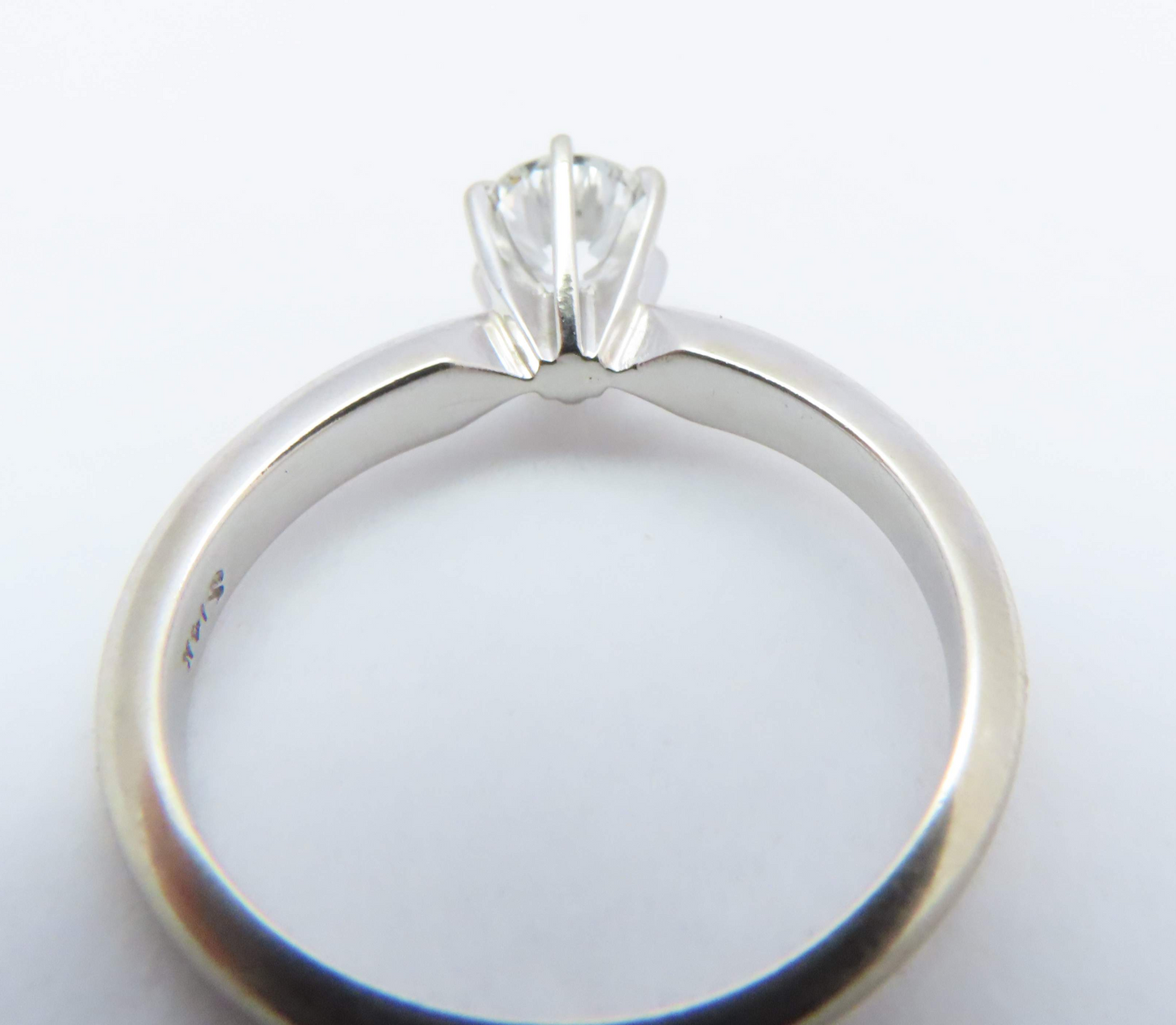 14k White Gold ~1/2c Round Diamond Solitaire Ring Size 4.75