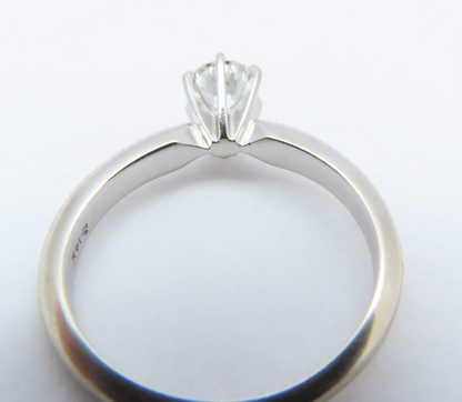 14k White Gold ~1/2c Round Diamond Solitaire Ring Size 4.75