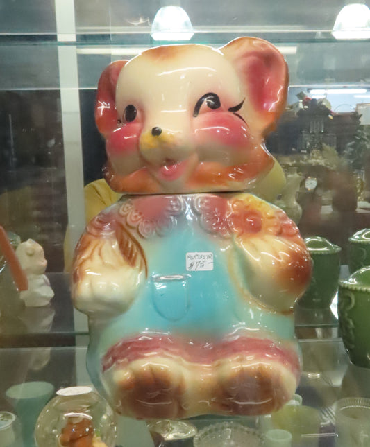 American Bisque Co Pottery Pastel Color Teddy Bear Cookie Jar