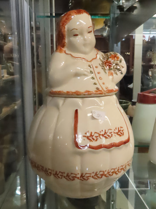 Vintage Art Pottery Ceramic Dutch Girl with flowers 11"
