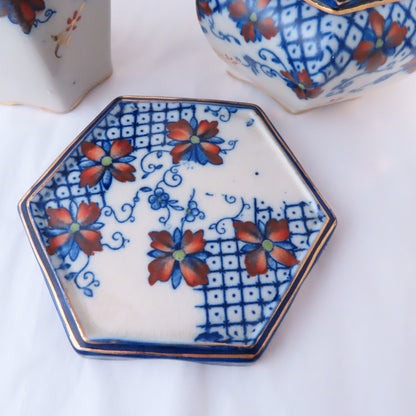 JH Wood England No252 Porcelain Imari Style Water Pitcher Teapot & Trivet