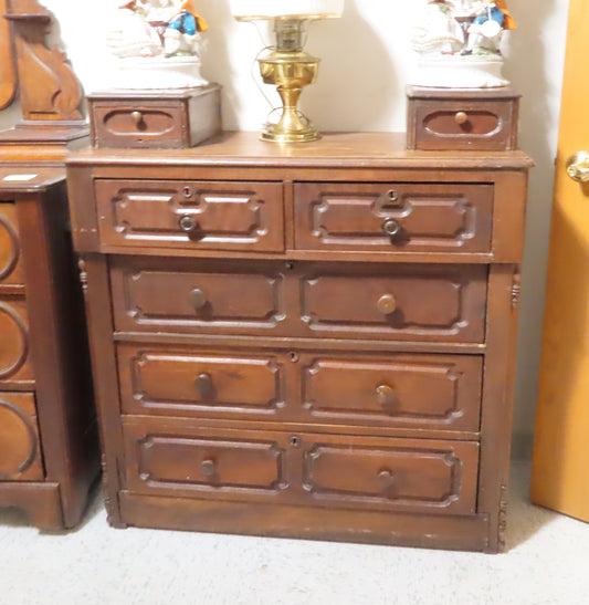 Large Victorian Solid American Walnut Eastlake Dresser with Hankies drawers