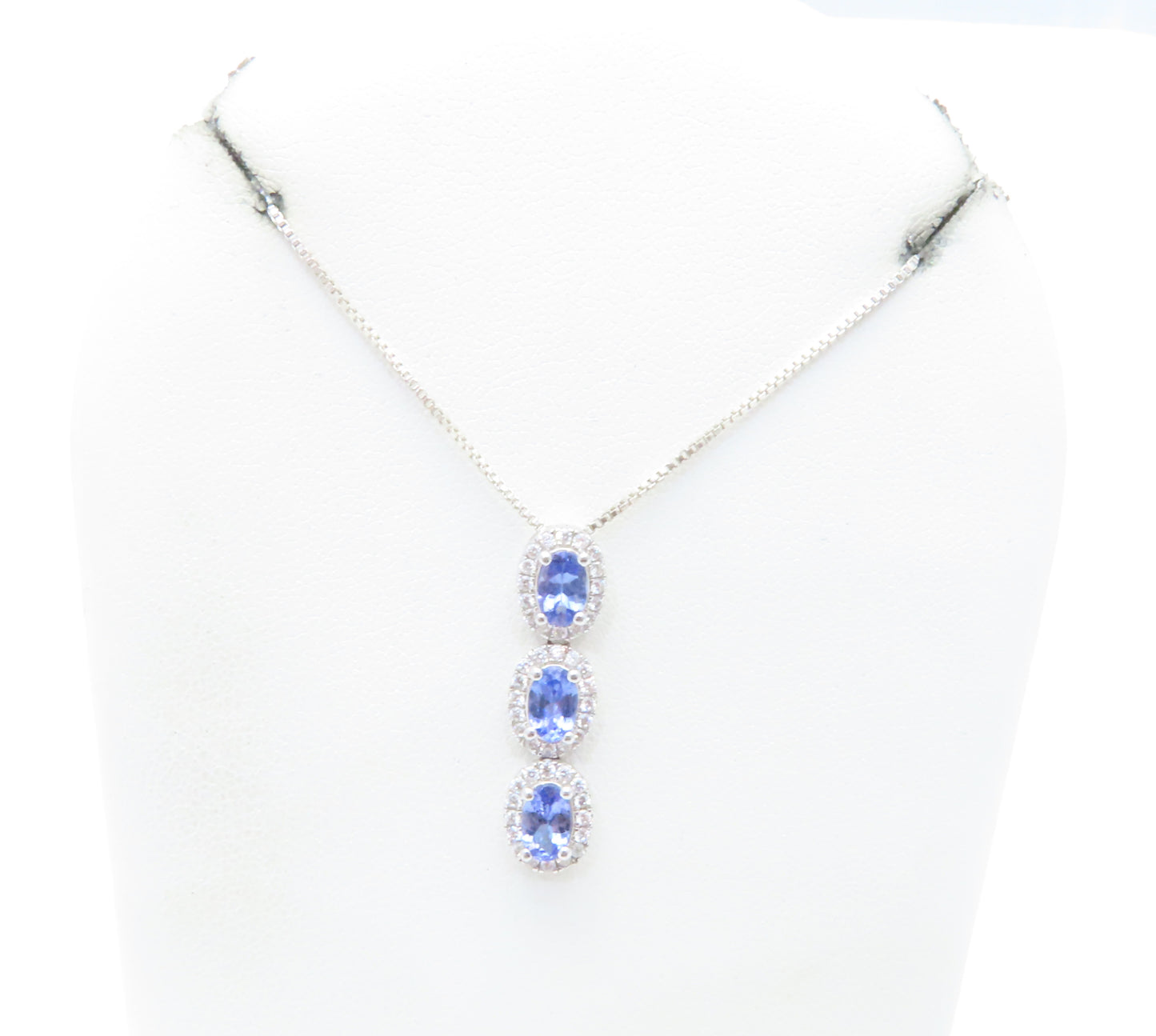 Sterling Silver Tanzanite and Cubic Zirconia 18" Necklace