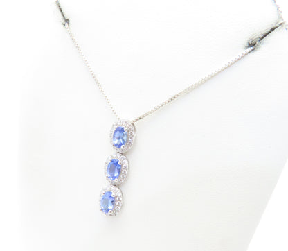 Sterling Silver Tanzanite and Cubic Zirconia 18" Necklace