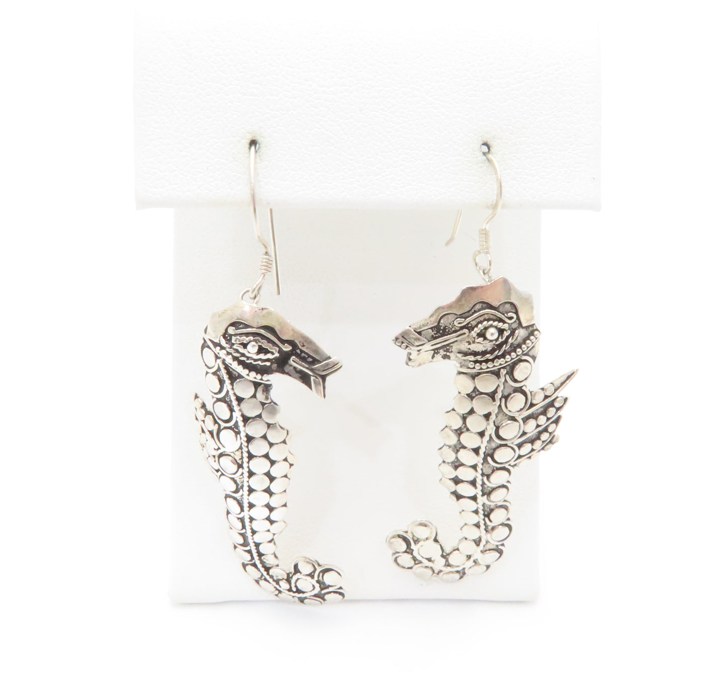 Sterling Silver Seahorse French Wire Earrings