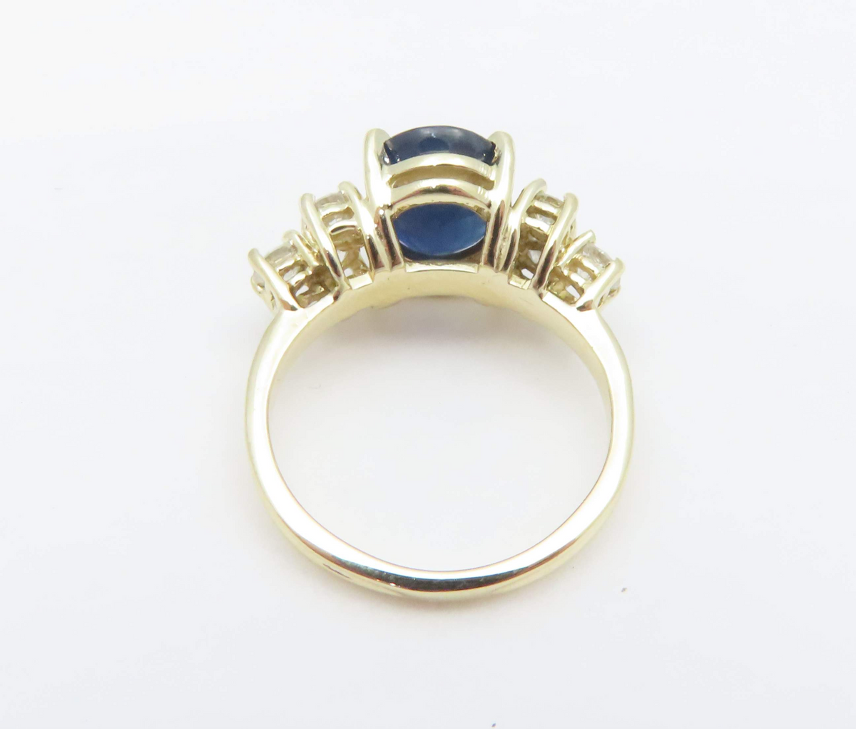 14k Yellow Gold ~10x8mm Sapphire & Diamond Ring Size 5