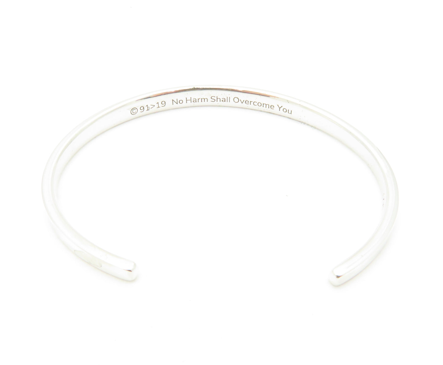 Estate Gabriel & Co. Sterling Silver 91>19 "No Harm Shall Overcome You" Cuff Bracelet