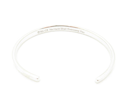 Estate Gabriel & Co. Sterling Silver 91>19 "No Harm Shall Overcome You" Cuff Bracelet
