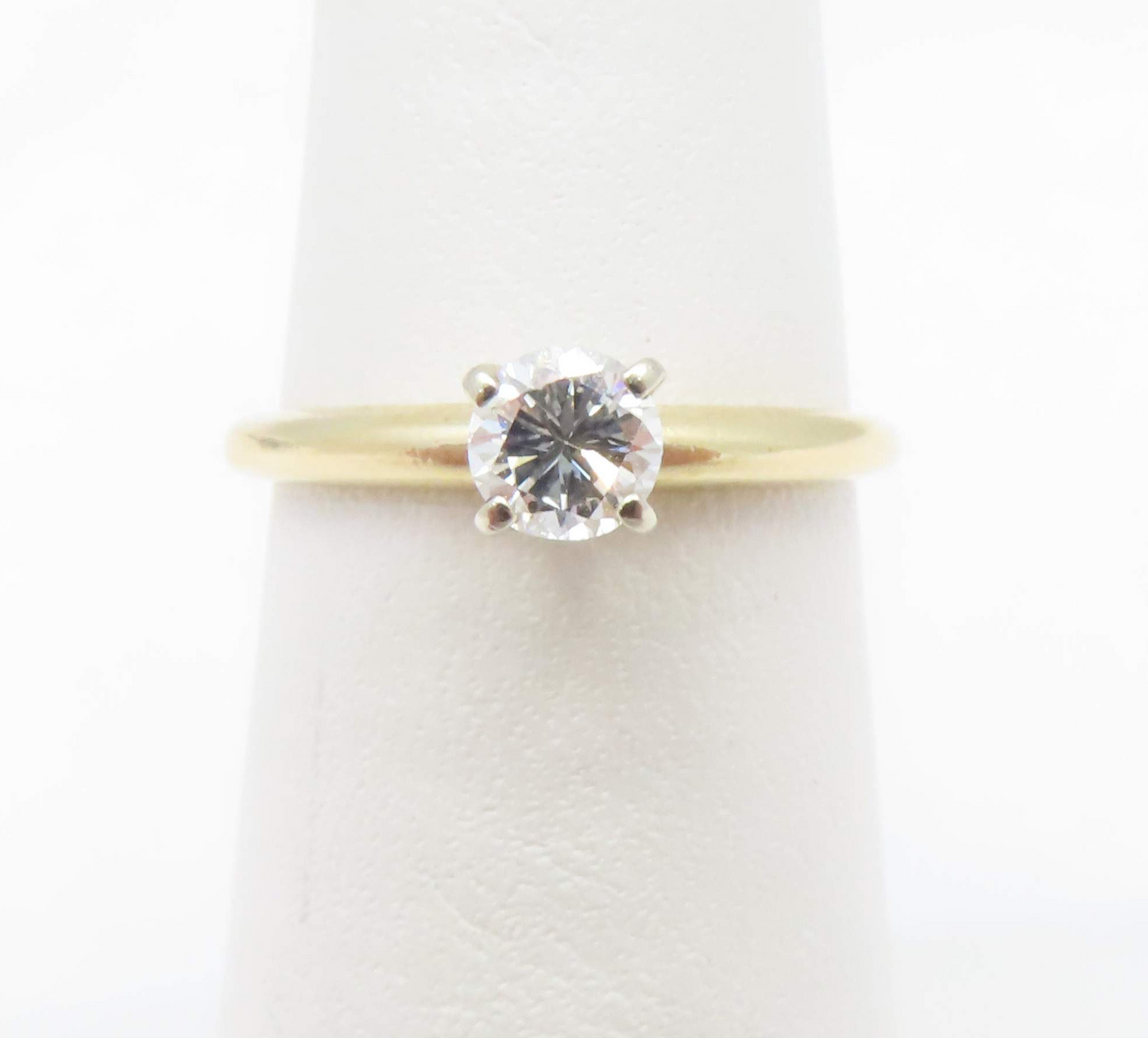 14k Yellow Gold 1/3c Round Diamond Solitaire Ring Size 6