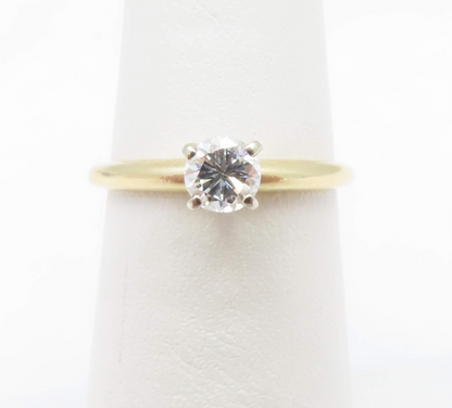 14k Yellow Gold 1/3c Round Diamond Solitaire Ring Size 6