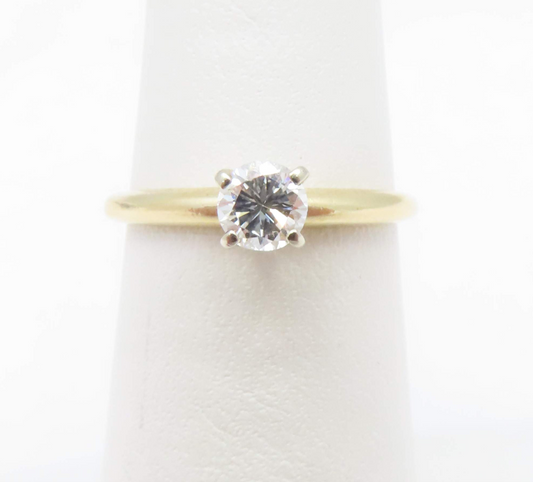 14k Yellow Gold 1/3c Round Diamond Solitaire Ring Size 6