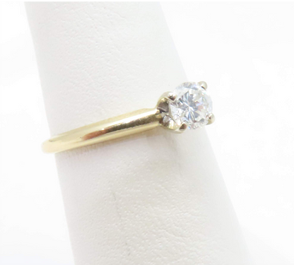 14k Yellow Gold 1/3c Round Diamond Solitaire Ring Size 6