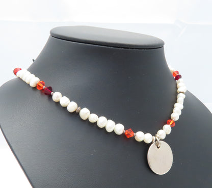 Sterling Silver Pearl & Glass Bead Virginia Tech Toggle Necklace 18"