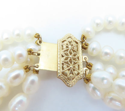 14K Yellow Gold Freshwater Pearl, Aquamarine, & Amethyst Multi-Strand Necklace