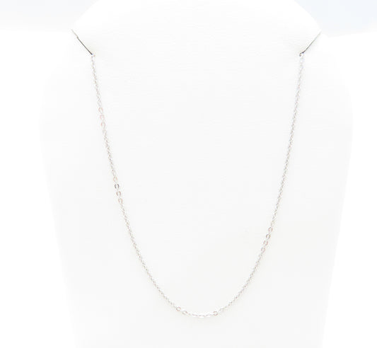 14K White Gold ~1.1MM Wide Cable Chain Necklace 18"