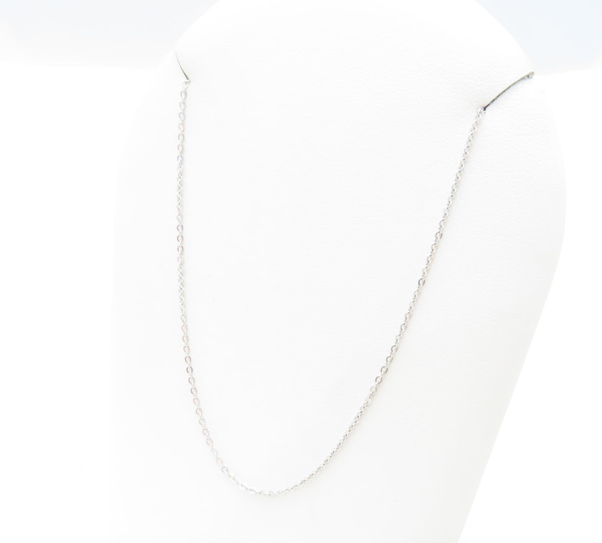 14K White Gold ~1.1MM Wide Cable Chain Necklace 18"