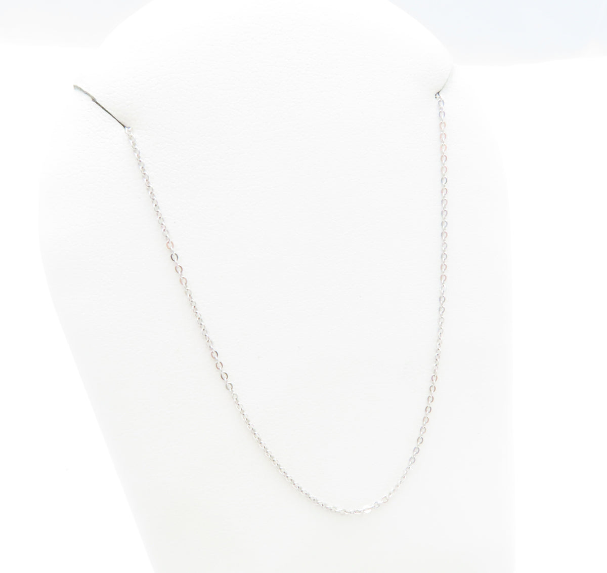 14K White Gold ~1.1MM Wide Cable Chain Necklace 18"