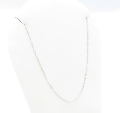 14K White Gold ~1.1MM Wide Cable Chain Necklace 18"