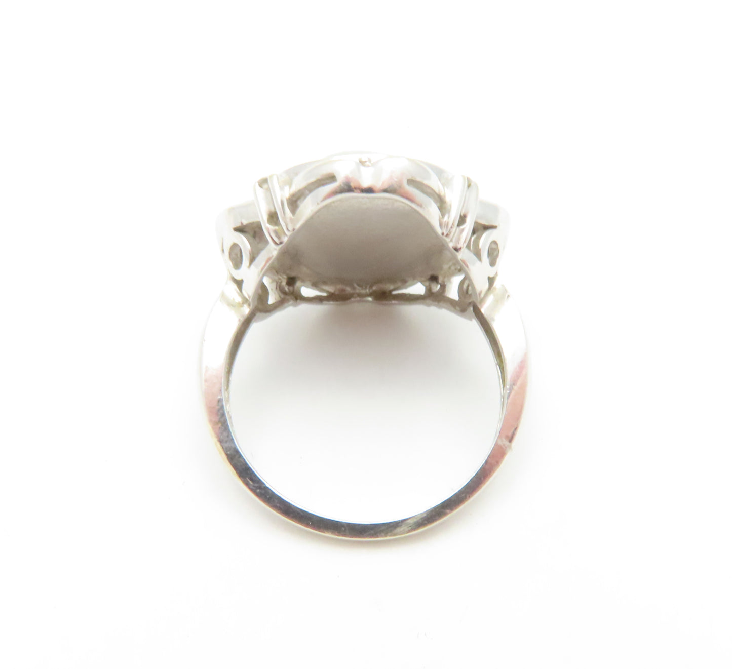 14K White Gold ~13MM Gray Mabe Pearl & Diamond Accent Ring Size 7