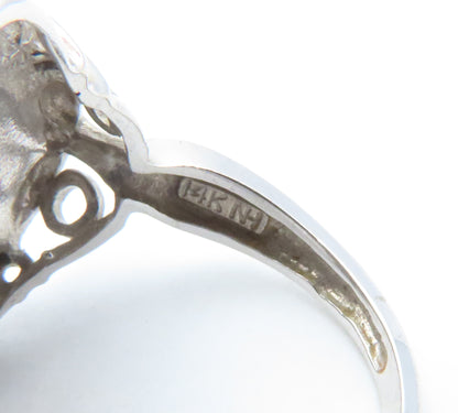 14K White Gold ~13MM Gray Mabe Pearl & Diamond Accent Ring Size 7