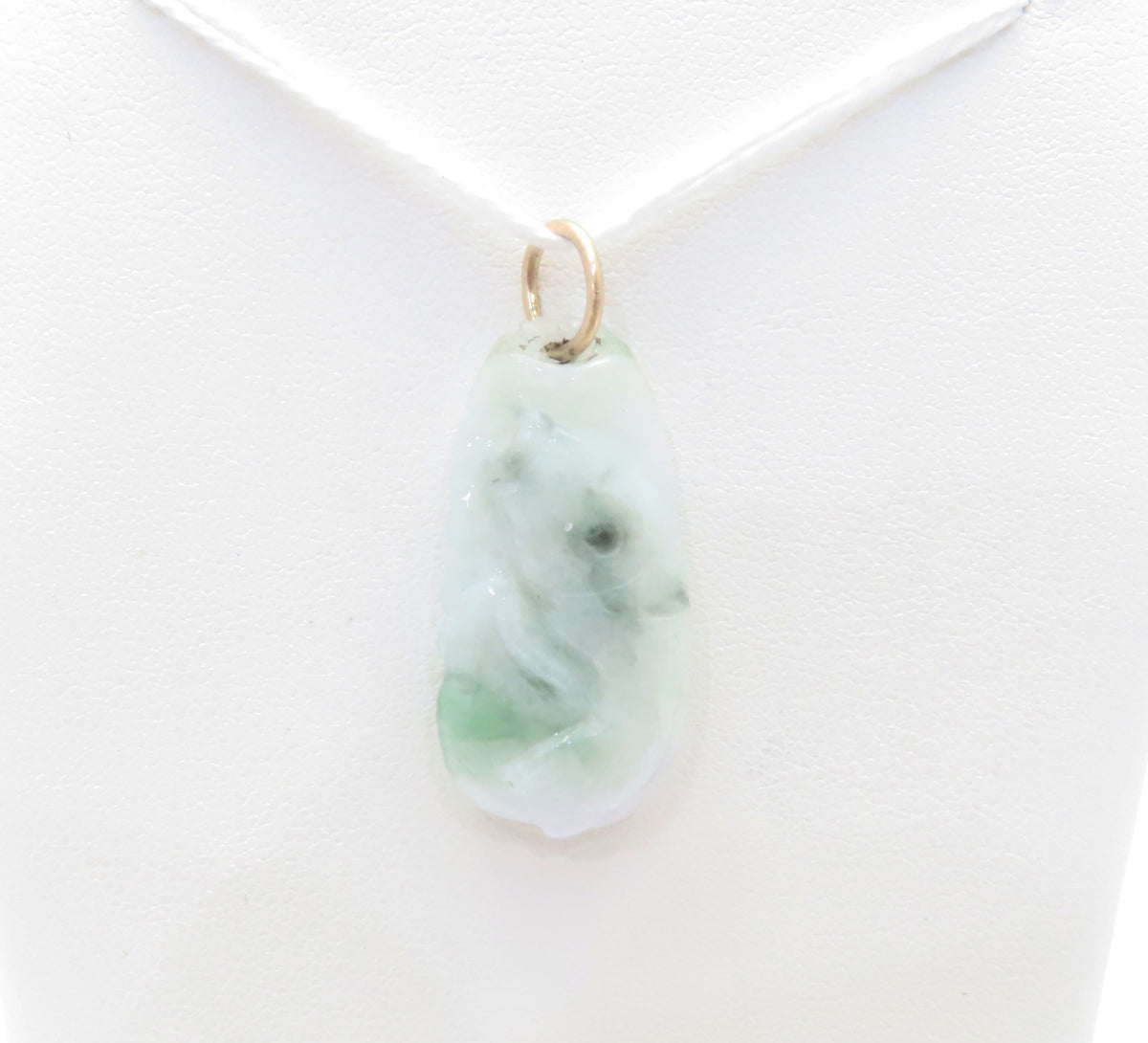 14K Yellow Gold Carved Jade Pendant