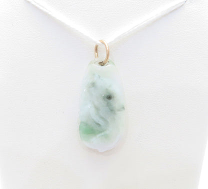 14K Yellow Gold Carved Jade Pendant