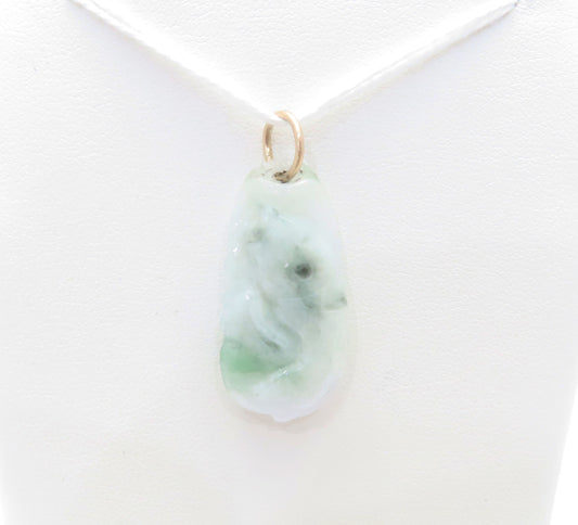 14K Yellow Gold Carved Jade Pendant