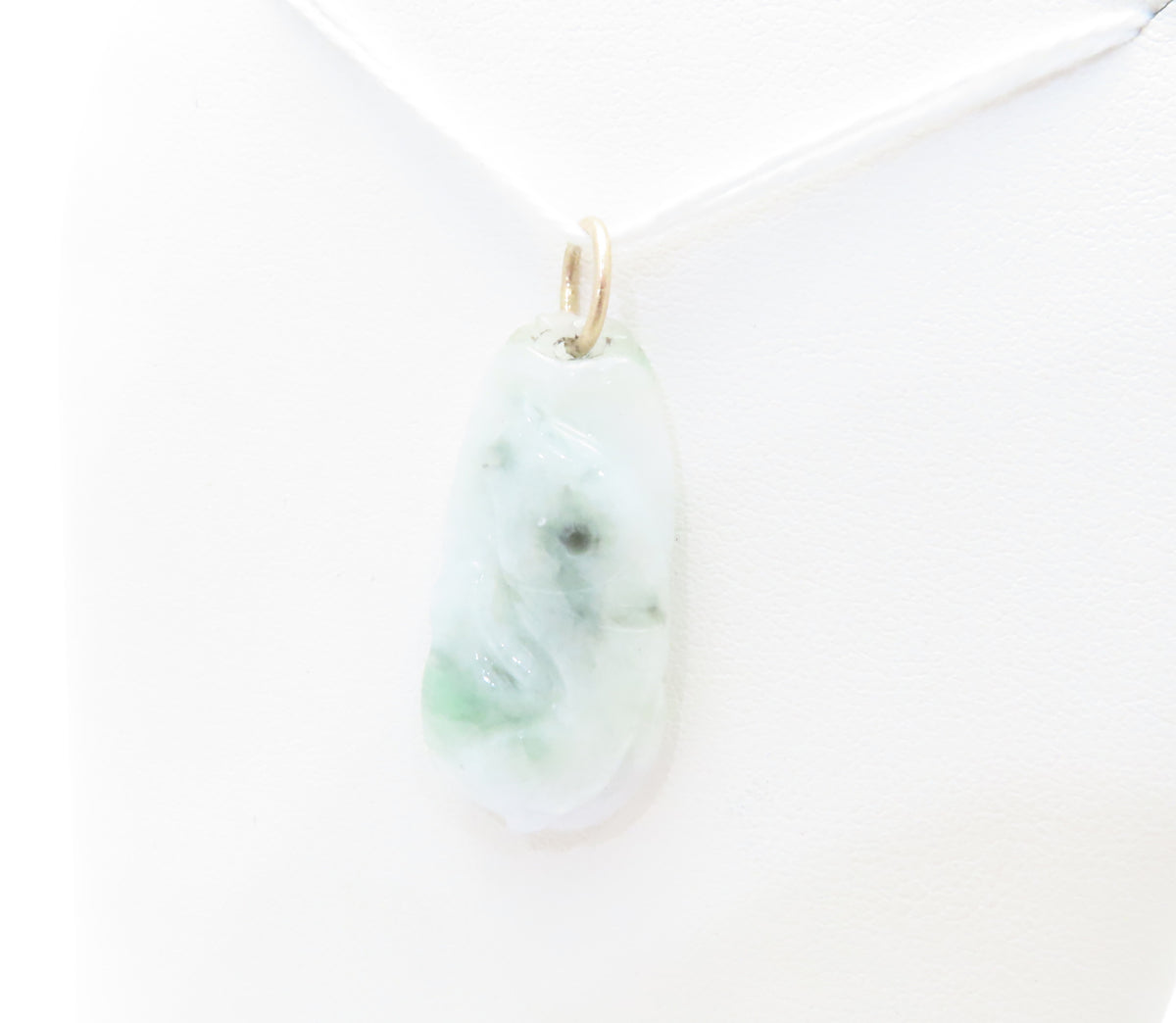 14K Yellow Gold Carved Jade Pendant