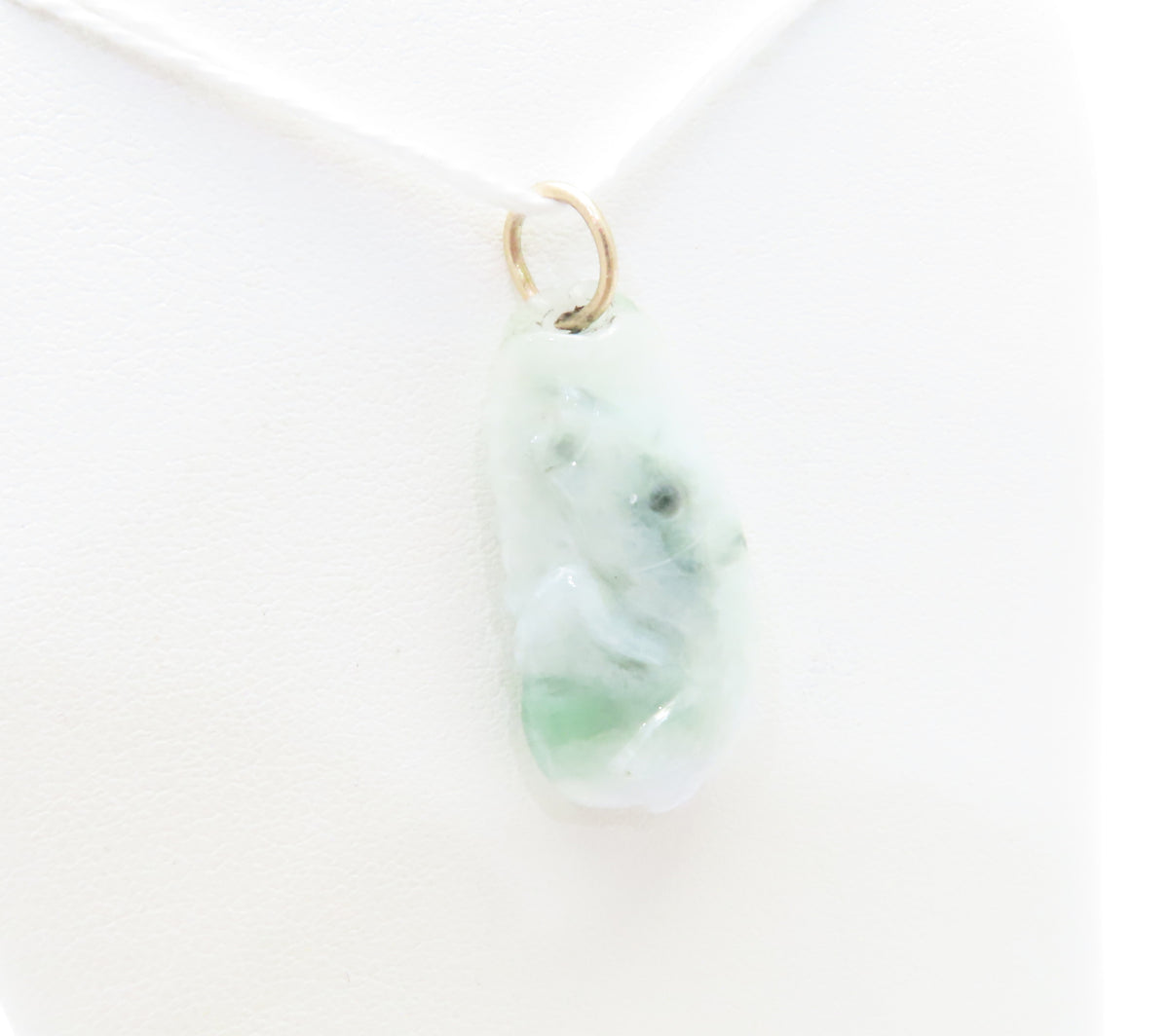14K Yellow Gold Carved Jade Pendant