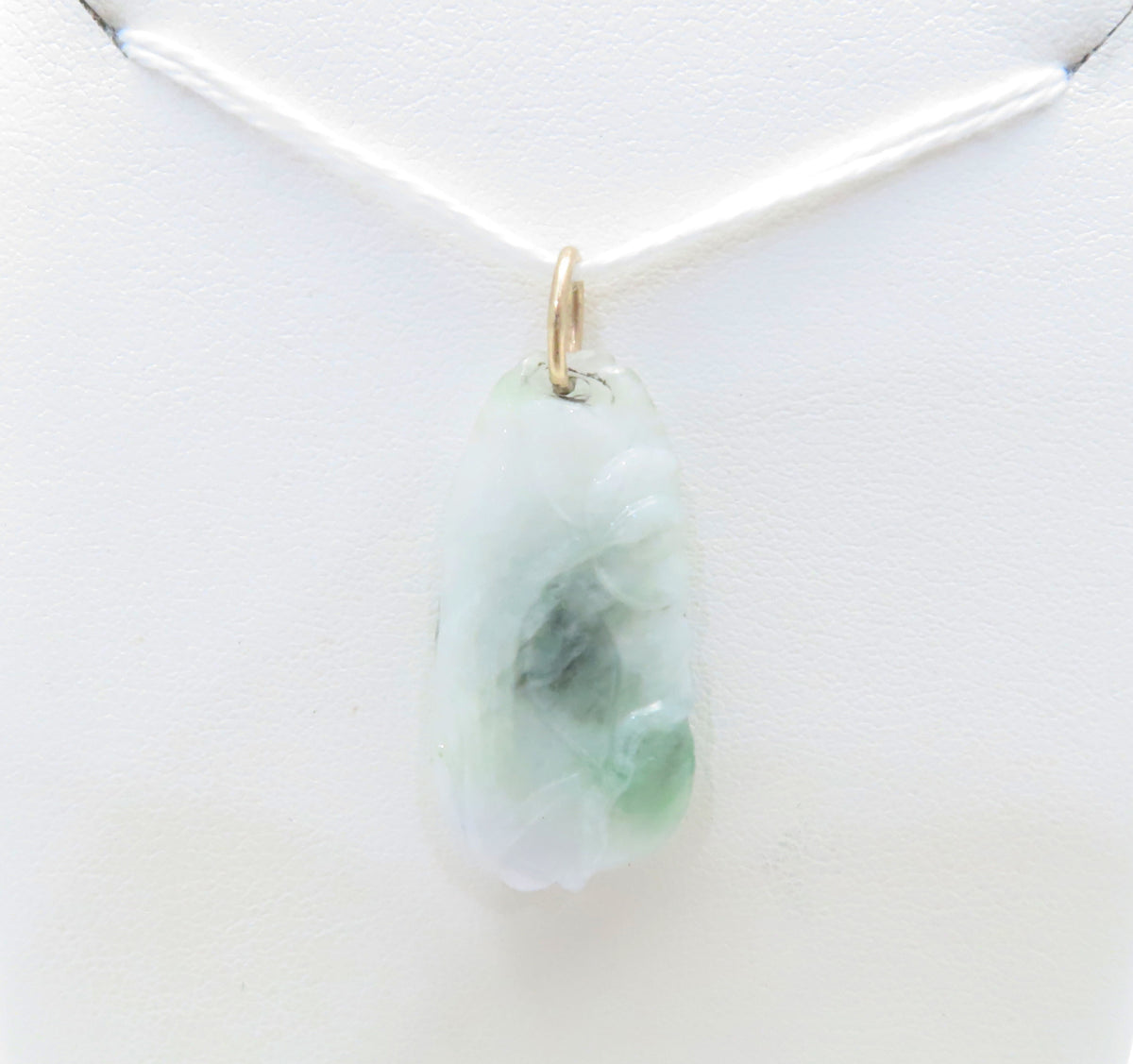 14K Yellow Gold Carved Jade Pendant