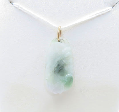14K Yellow Gold Carved Jade Pendant