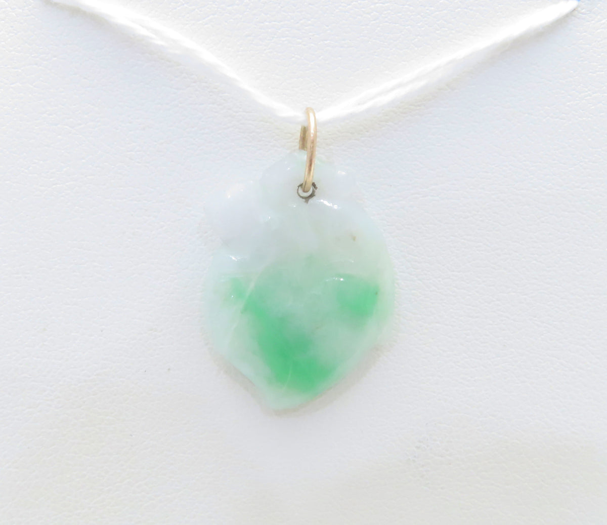 14K Yellow Gold Carved Jade Pendant