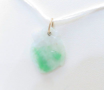 14K Yellow Gold Carved Jade Pendant