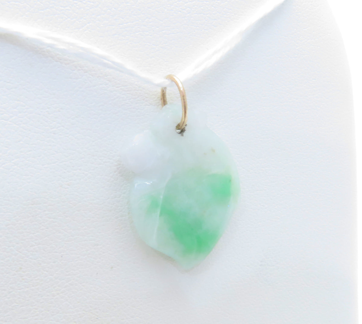 14K Yellow Gold Carved Jade Pendant