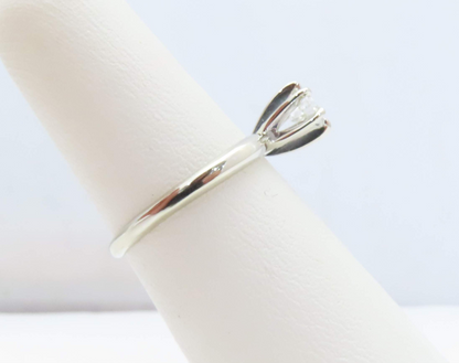 14k White Gold 3/8c Round Diamond Solitaire Ring Size 5.25
