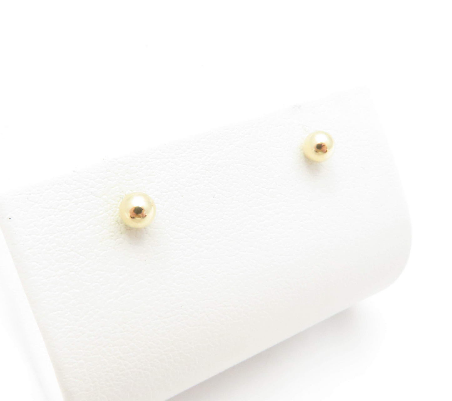 14k Yellow Gold ~3.8mm Ball Stud Earrings