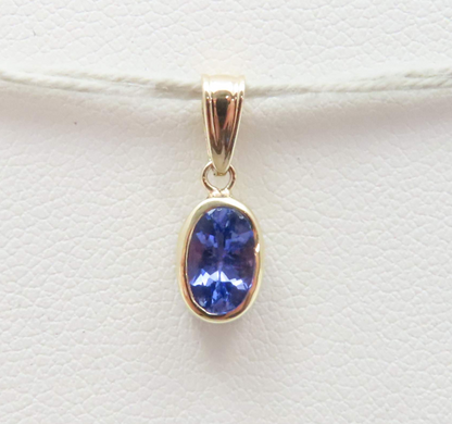 14k Yellow Gold Bezel Set Tanzanite Pendant