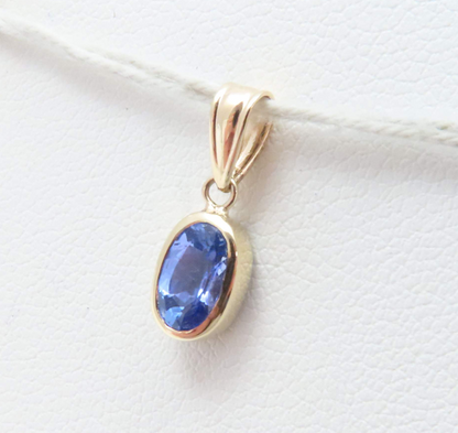 14k Yellow Gold Bezel Set Tanzanite Pendant