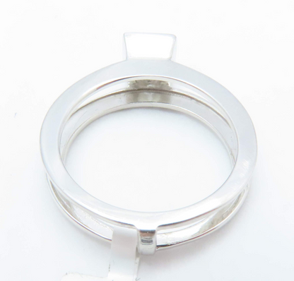 14k White Gold ~1/2c Princess Cut Diamond Bezel Set Split Shank Ring Size 6.5